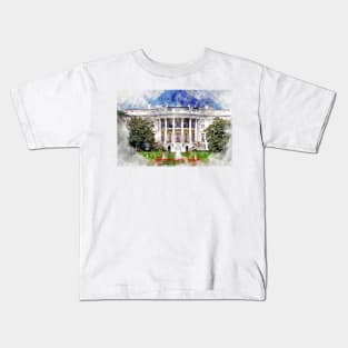 The White House in Washington DC Watercolor - 02 Kids T-Shirt